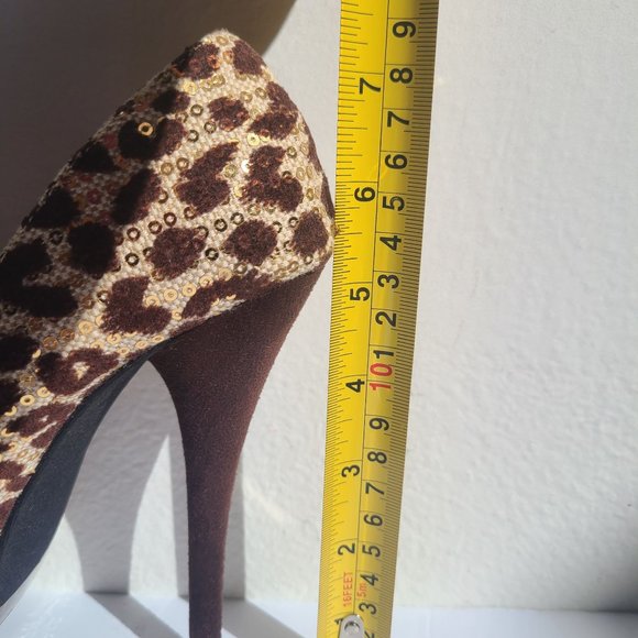 diva lounge women leopard peep toe heels,size 6 - Picture 13 of 13
